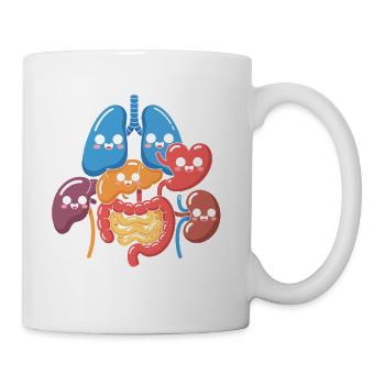 Cute Cartoon Organs: Heart & Lungs - Coffee/Tea Mug - white - Right