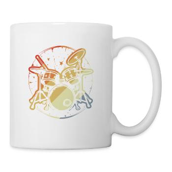 Drum Set Vintage Look - Coffee/Tea Mug - white - Right