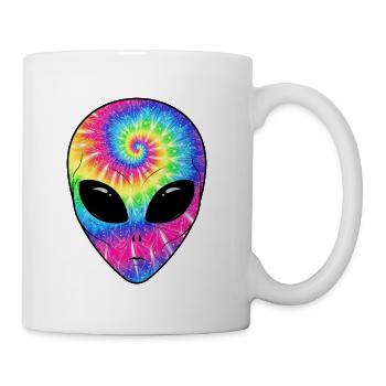 Psychedelic Alien TieDye Face - Coffee/Tea Mug - white - Right