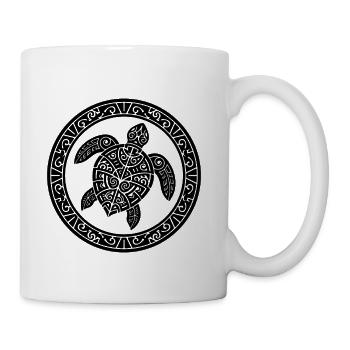 Circular Sea Turtle Emblem - Coffee/Tea Mug - white - Right