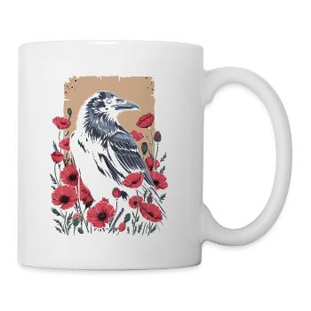 Crow Among Red Poppies - Coffee/Tea Mug - white - Right