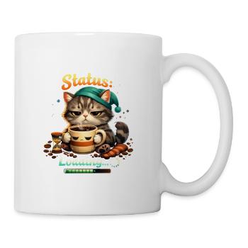Status Loading – Funny Coffee Cat Morning Mood  - Coffee/Tea Mug - white - Right
