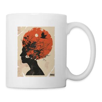 Silhouette Sunburst with Birds - Coffee/Tea Mug - white - Right