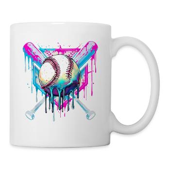 Neon Baseball Graffiti Splash - Coffee/Tea Mug - white - Right