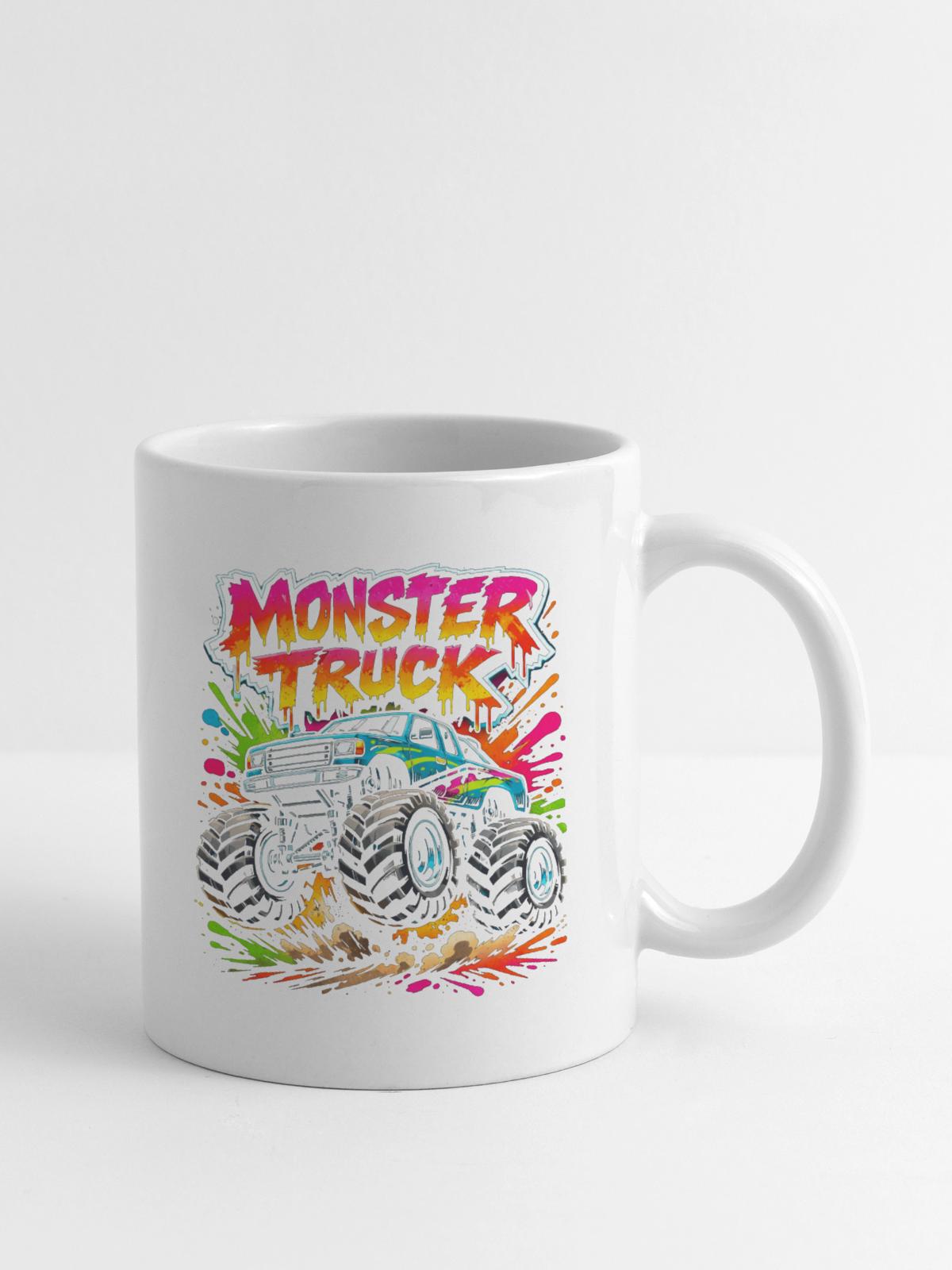 Monster Truck Neon Splash - Coffee/Tea Mug - white - Right