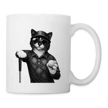 Cool Golf Cat Tuxedo Cat Holding Golf Ball Design - Coffee/Tea Mug - white - Right