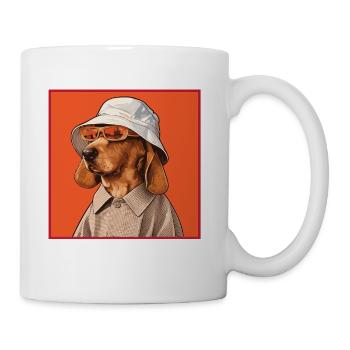 Dapper Dog in Bucket Hat - Coffee/Tea Mug - white - Right