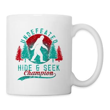Vintage Retro Bigfoot Hide & Seek World Champion - Coffee/Tea Mug - white - Right