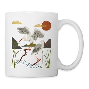 Herons resting on the lagoo - Coffee/Tea Mug - white - Right