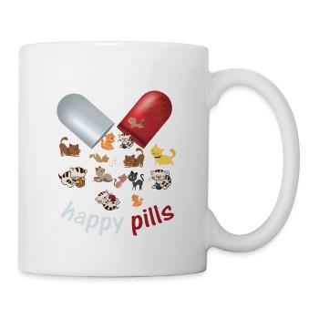 Happy Cats Pills: Cute Cat Pill Bottle - Coffee/Tea Mug - white - Right