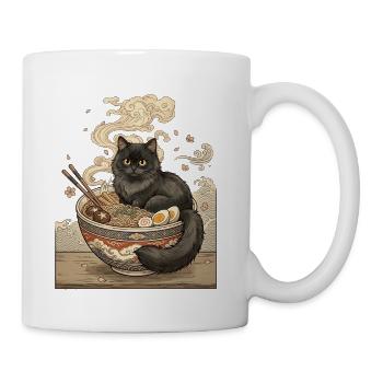 Ramen Cat in Ornate Bowl - Coffee/Tea Mug - white - Right