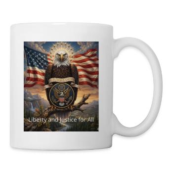 Patriotic Eagle and US Flag Emblem - Coffee/Tea Mug - white - Right