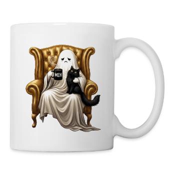 Boojee Ghost Holding Black Cat Meh Mug Retro  - Coffee/Tea Mug - white - Right