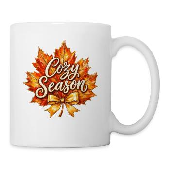 Cozy Season Fall Leaves Halloween Thanksgiving - Coffee/Tea Mug - white - Right