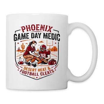 Desert Phoenix Game Day Medic Football Cleats - Coffee/Tea Mug - white - Right