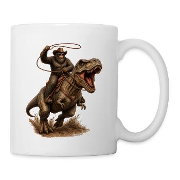 bigfoot Cowboy on T Rex - Coffee/Tea Mug - white - Right