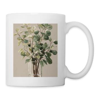 Leafy Vase Watercolor Botanicals - Coffee/Tea Mug - white - Right
