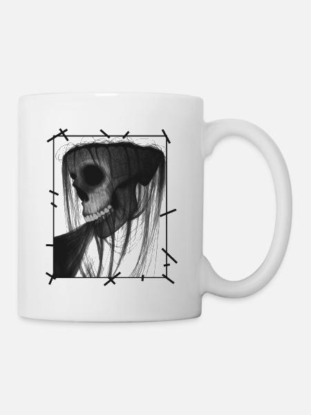 Veiled Skull in Shadow - Coffee/Tea Mug - white