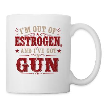 Out of Estrogen, Gun Tee - Coffee/Tea Mug - white - Right