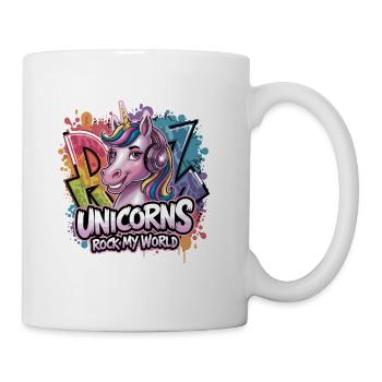 Unicorns Rock My World Rainbow Graffiti - Coffee/Tea Mug - white - Right