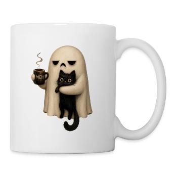 Meh Ghost and Cat Mug - Coffee/Tea Mug - white - Right
