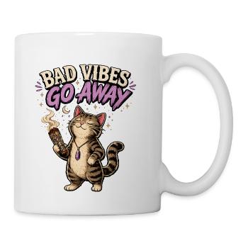 Bad Vibes Go Away Cat - Coffee/Tea Mug - white - Right