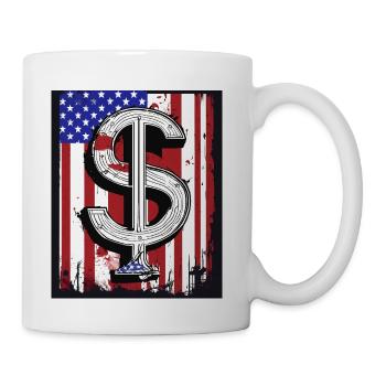 Patriotic Dollar Grunge Flag - Coffee/Tea Mug - white - Right