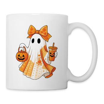 Cute Ghost Trick Or Treat Pumpkin Bucket - Coffee/Tea Mug - white - Right