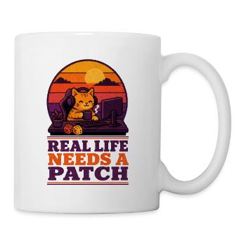 Retro Cat Patch Sunset Desk - Coffee/Tea Mug - white - Right