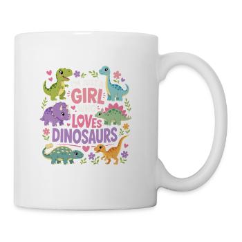 Cute Dinosaur Girl Dino Lover Prehistoric Art - Coffee/Tea Mug - white - Right