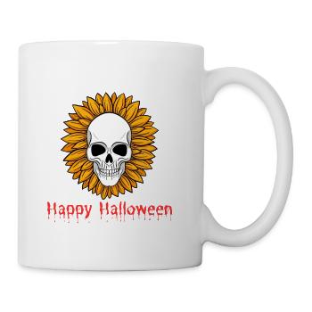Sunflower Skull Halloween Tee - Coffee/Tea Mug - white - Right