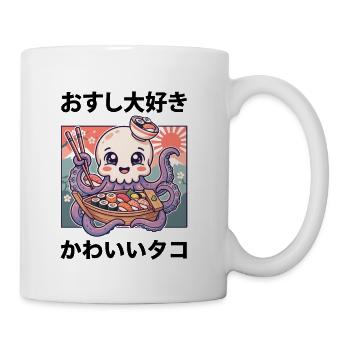 Cute Kawaii Octopus Sushi Japanese Food Art - Coffee/Tea Mug - white - Right