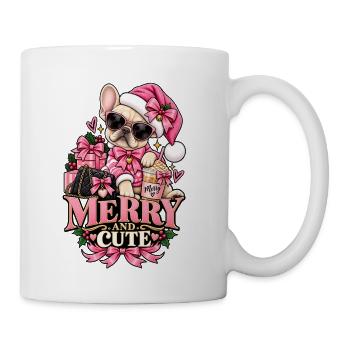Merry And Cute French Bulldog Christmas Shirt - Coffee/Tea Mug - white - Right