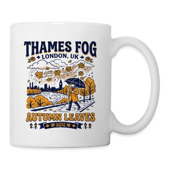 Thames Fog London UK Autumn Leaves - Coffee/Tea Mug - white - Right