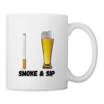 Smoke & Sip: Beer and Cigarette Design - Coffee/Tea Mug - white - Right