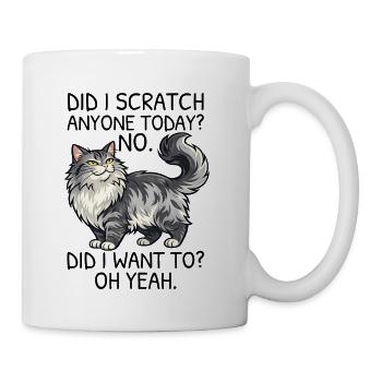 Fluffy Gray Cat Portrait Charm - Coffee/Tea Mug - white - Right