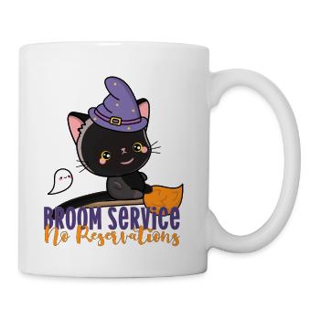 Halloween Witch Kawaii Cat flying Broom Boo Ghost - Coffee/Tea Mug - white - Right