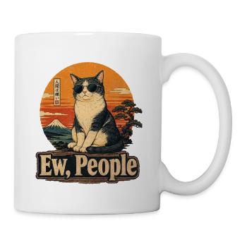 Ew People Cool Cat With Sunglasses Funny Introvert - Coffee/Tea Mug - white - Right