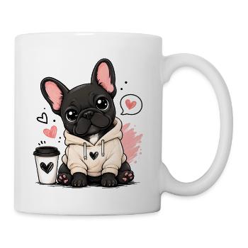 Cozy Hoodie Pup Hearts - Coffee/Tea Mug - white - Right