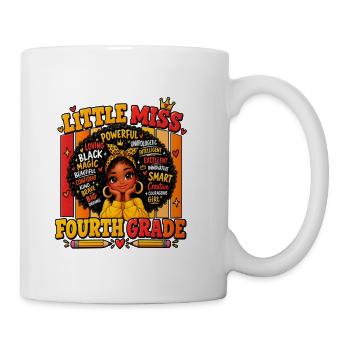e: Little Miss Fourth Grade Black Girl School - Coffee/Tea Mug - white - Right