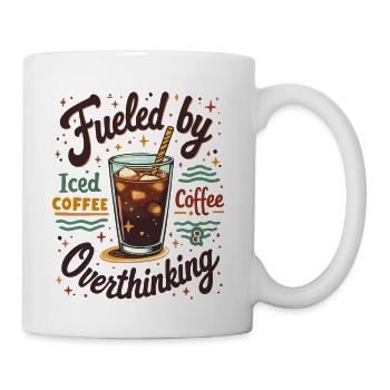 Retro Iced Coffee and Overthinking Funny Graphic - Coffee/Tea Mug - white - Right
