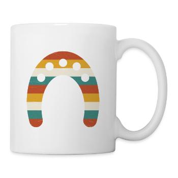 Horseshoe Retro Vintage Stripes Horse Riding Lucky - Coffee/Tea Mug - white - Right