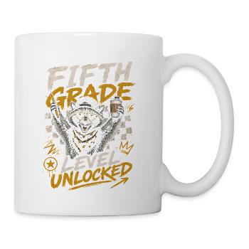 Fifth Grade Level Unlocked Raccoon - Coffee/Tea Mug - white - Right