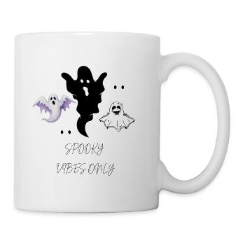 Retro Cute Ghost Spooky Vibes Only T-Shirt - Coffee/Tea Mug - white - Right