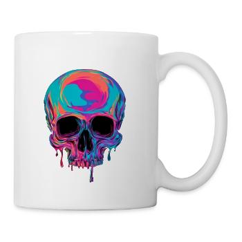 Neon Edgy Dark Skull - Melting Neon Skull Design - Coffee/Tea Mug - white - Right