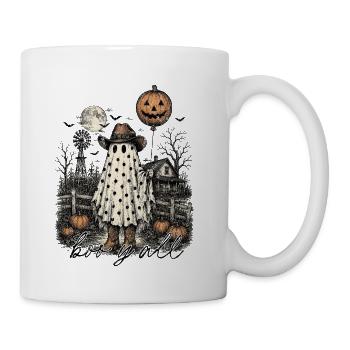 Western Cowboy Vintage Halloween Ghost Tee T-Shirt - Coffee/Tea Mug - white - Right