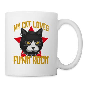 Mon chat adore le punk rock Chat noir drôle - Tasse - blanc - Droite