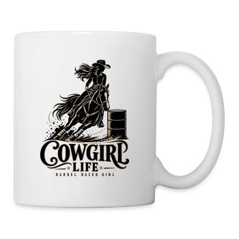 Minimalist Barrel Racer Girl Cowgirl Life Horse - Coffee/Tea Mug - white - Right
