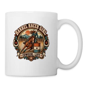 Barrel Racer Girl Cowgirl Life Vintage Rodeo - Coffee/Tea Mug - white - Right