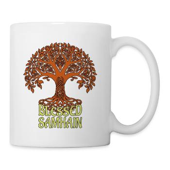 Samhain Wicca Wiccan Orange Tree Of Life - Coffee/Tea Mug - white - Right